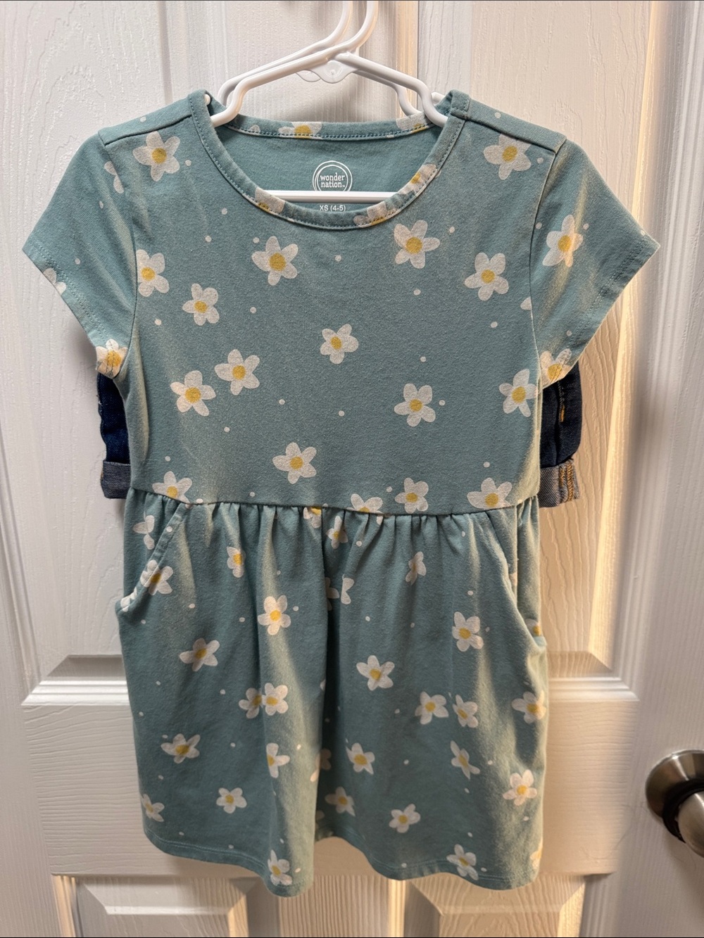 wonder nation Green Floral Pocket Short Sleeve Dress